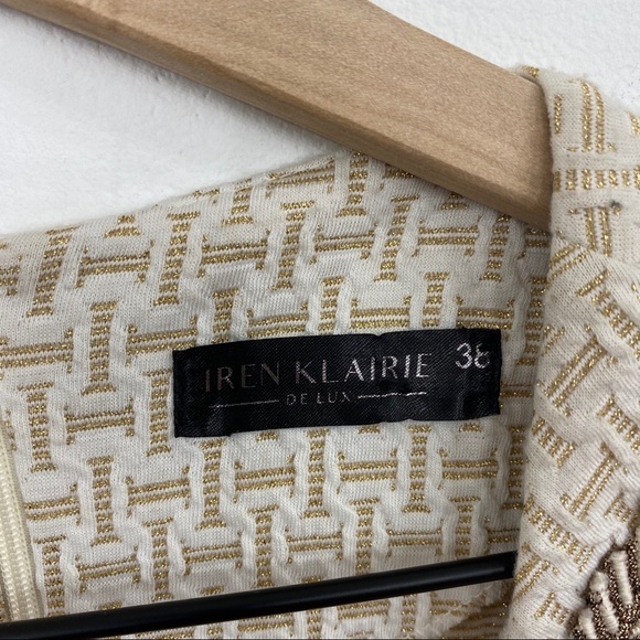 Iren Klairie | Ivory + Gold Appliqué Leaf Dress - Picture 9 of 10